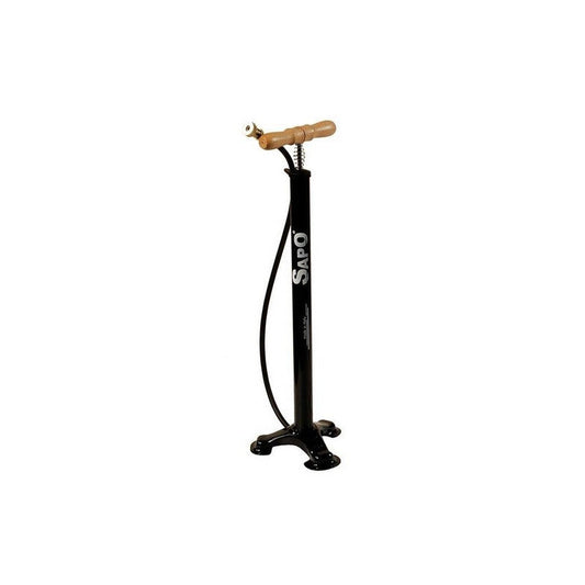 Sapo Floor Pump N.4 W/Ergon Wooden Handle. And 20Bar Black Pressure Fitting