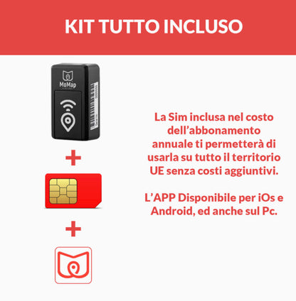 Localizzatore Satellitare MoMap Mini+Sim+1 Anno di accesso alla piattaforma MoMap