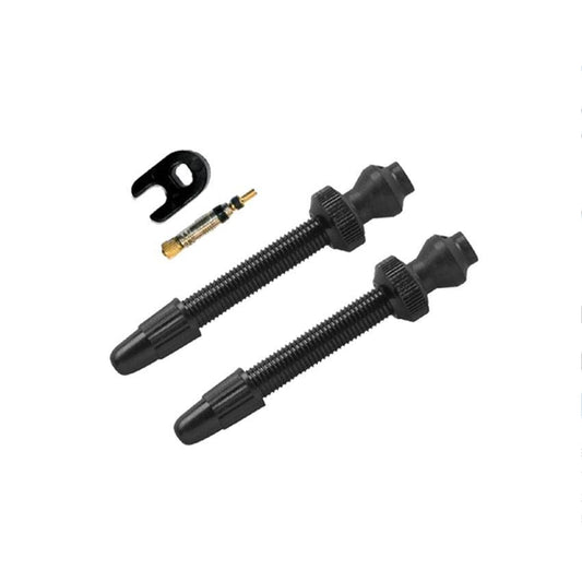 Pair of Barbieri aluminum Presta valves for tubeless, black color 45mm